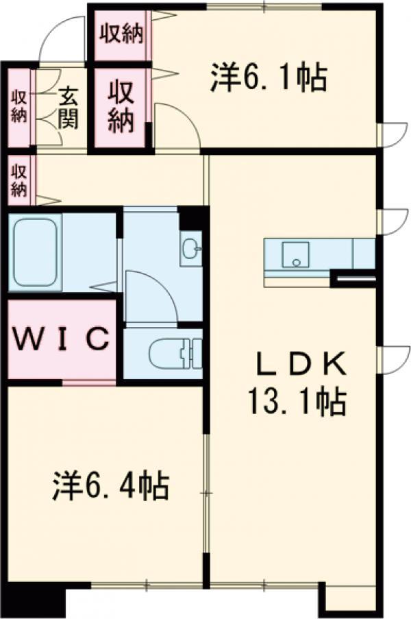 グランシーナオレオC(2LDK/1階)の間取り写真