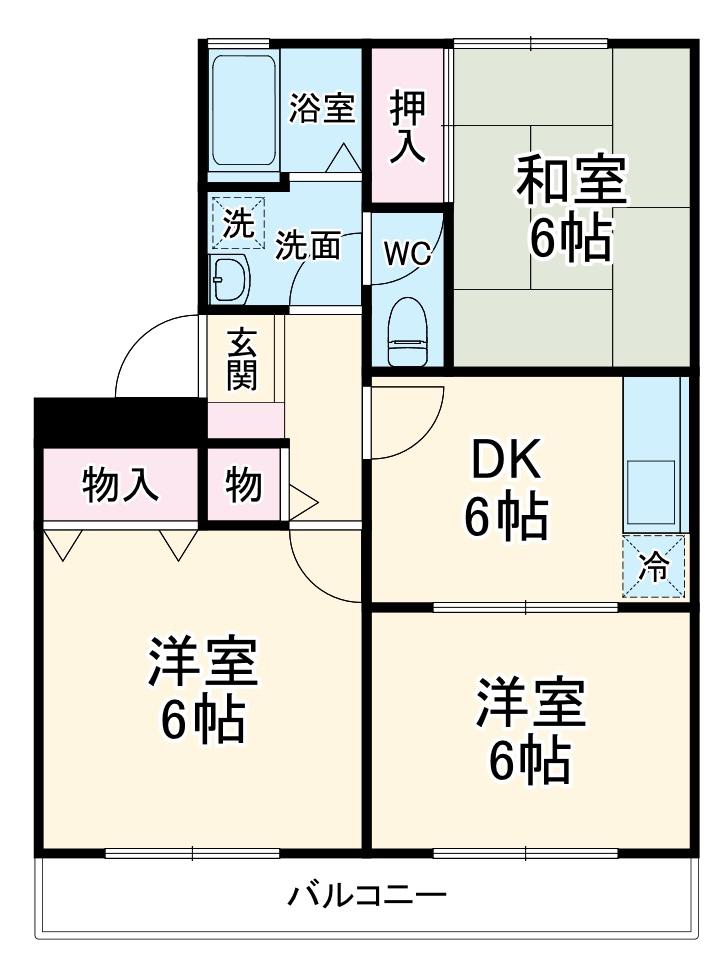 シンヤハンズ1(3DK/1階)の間取り写真