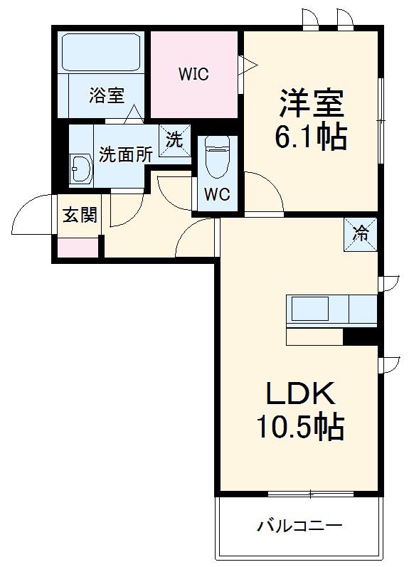 ユイマール大和Ⅱ(1LDK/2階)の間取り写真