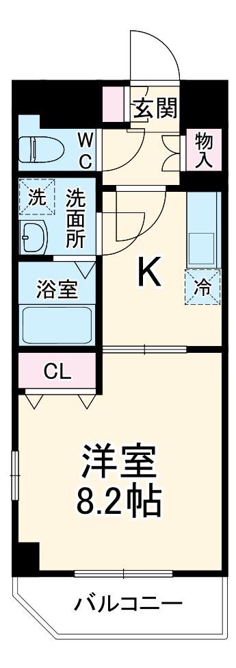プランドール城見通(1K/7階)の間取り写真