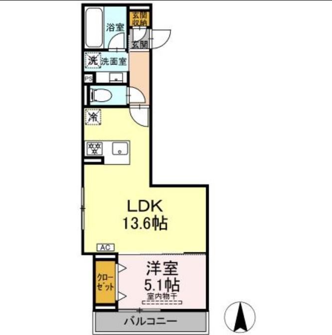 赤堤計画(1LDK/2階)の間取り写真