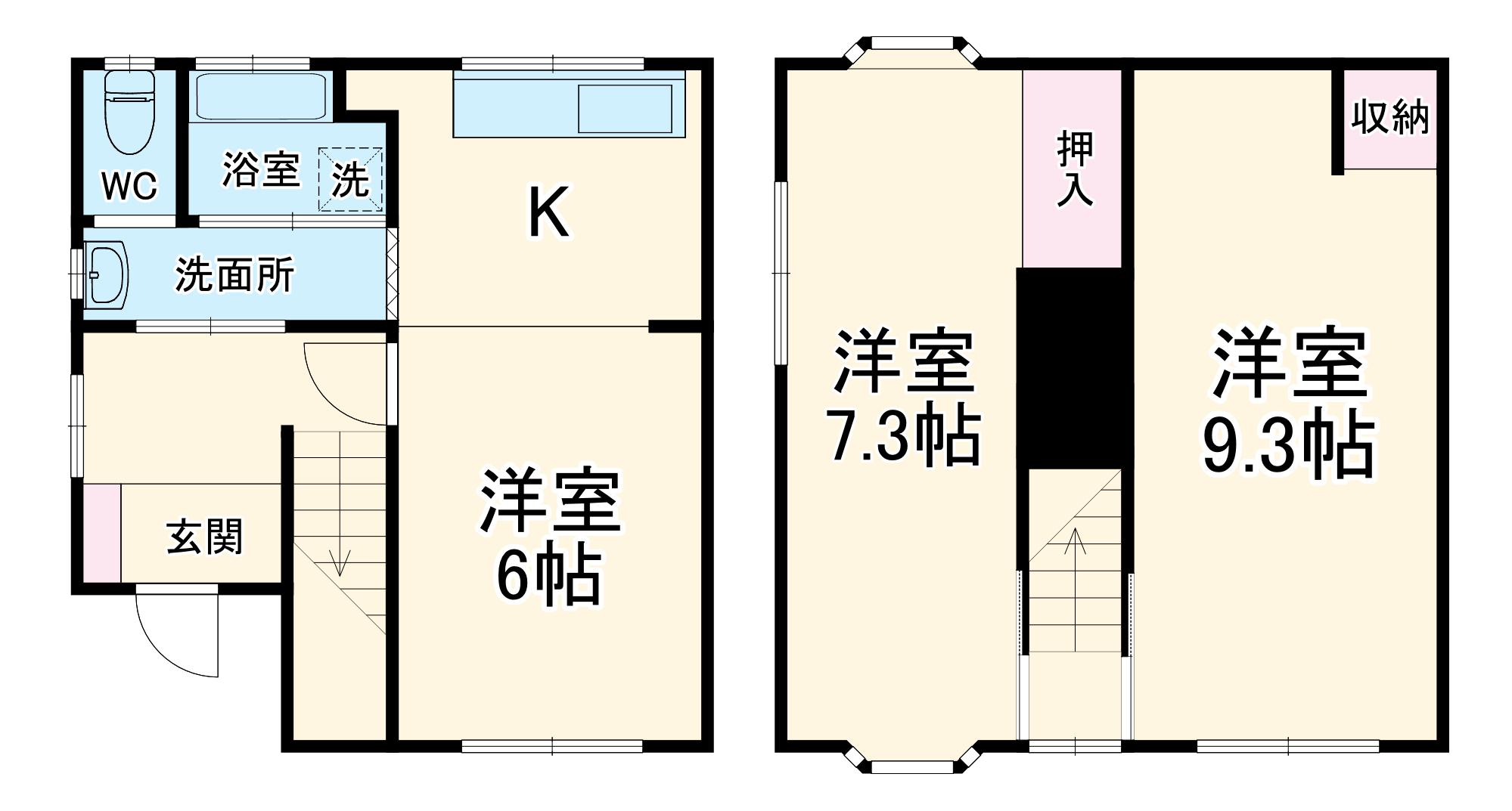 相模鉄道本線 希望ケ丘駅 徒歩12分 2階建 築61年(3K)の間取り写真