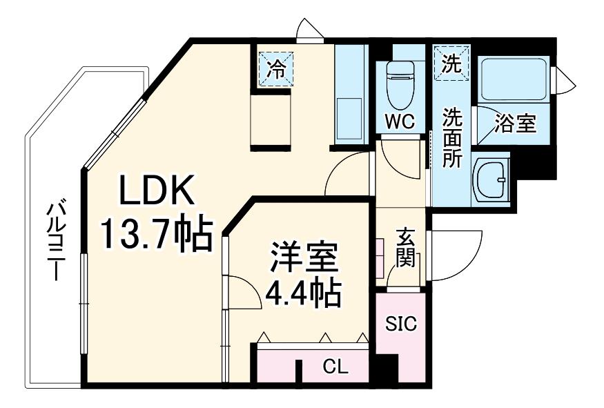GRANDUO二子玉川4(1LDK/4階)の間取り写真