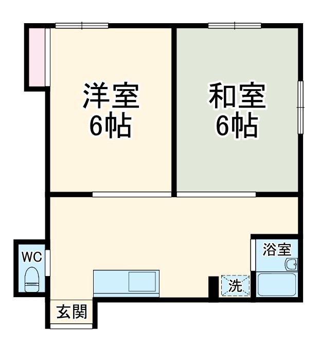 パークフロント保土ヶ谷(2DK/2階)の間取り写真