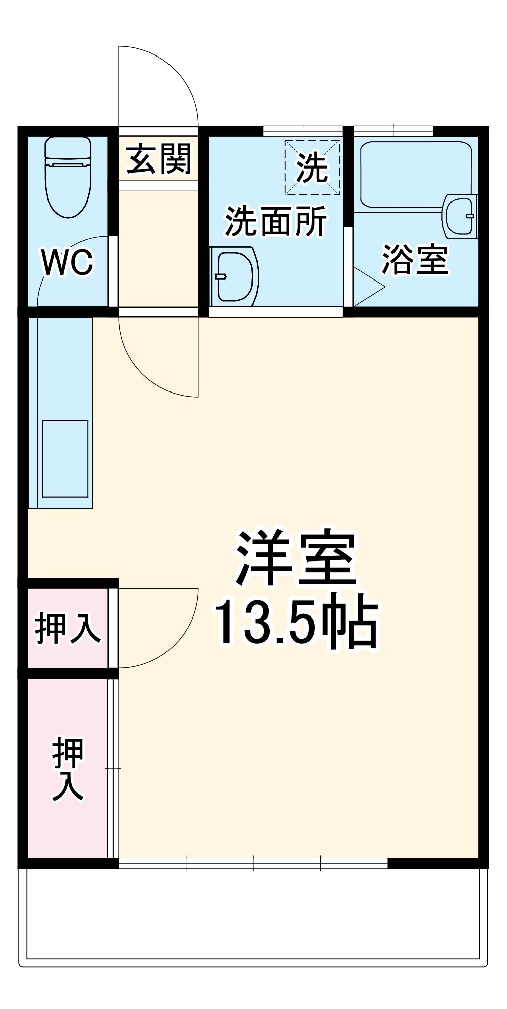 セイシェル小手指(1DK/2階)の間取り写真