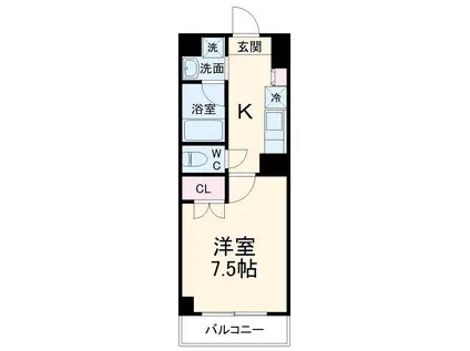 アールズコート富が丘(1K/4階)の間取り写真