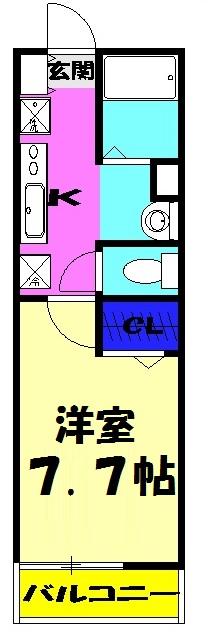 リブリ・カーサ大久保(1K/3階)の間取り写真