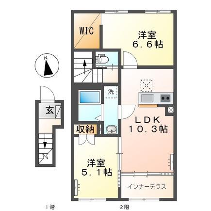 宇津木アパート工事(2LDK/2階)の間取り写真
