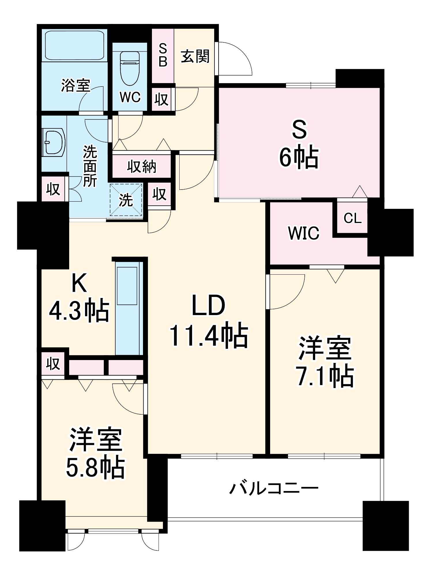 ザ・ハシモトタワー(2SLDK/21階)の間取り写真