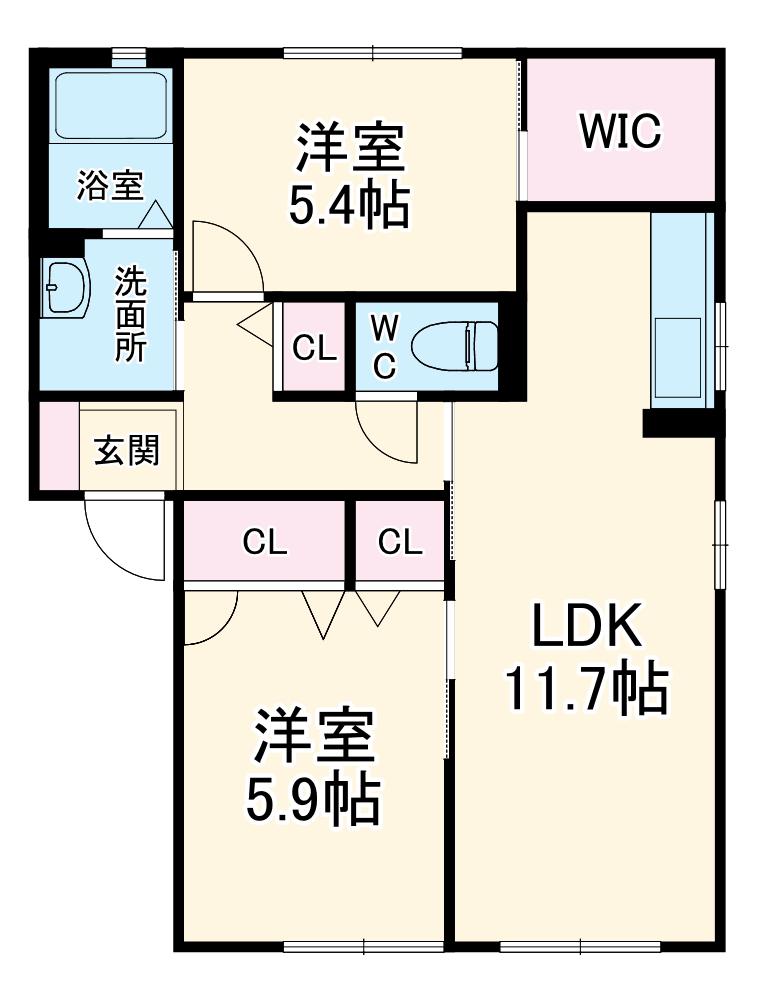 MAST TOWN 愛野 Ⅱ(2LDK/1階)の間取り写真