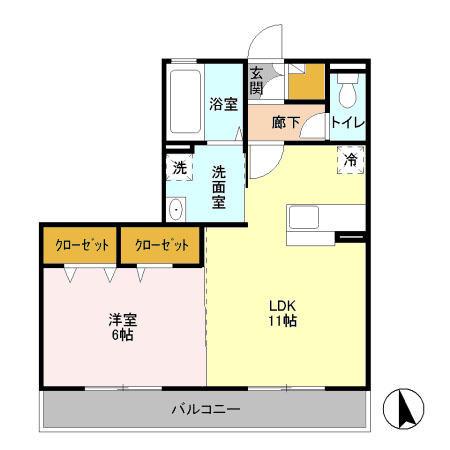 ライデンハイツⅡ(1LDK/2階)の間取り写真