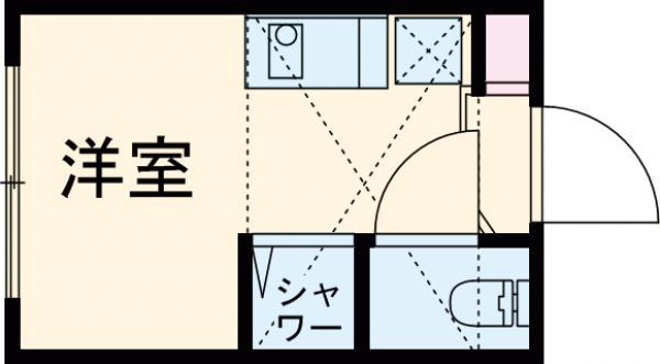 ハーモニーテラス日ノ出町Ⅴ(ワンルーム/2階)の間取り写真