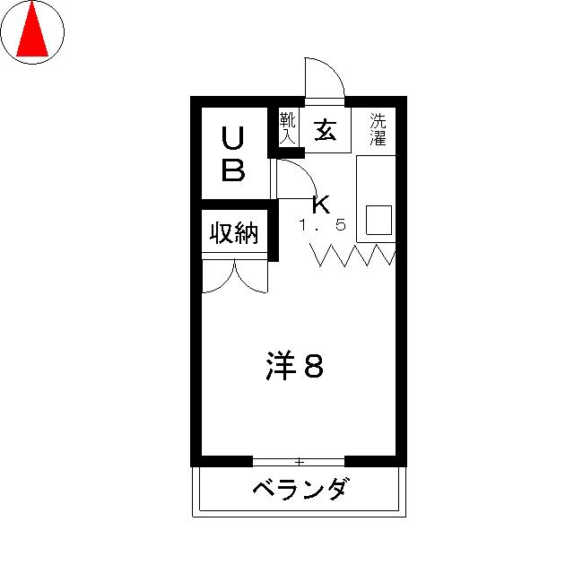 ドミールジュネス(ワンルーム/1階)の間取り写真