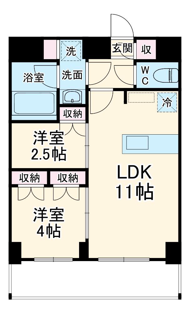 LIME RESIDENCE KAWAGUCHI イースト(2LDK/9階)の間取り写真