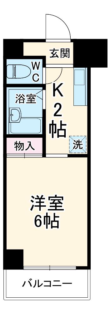フローレス中原3(1K/4階)の間取り写真