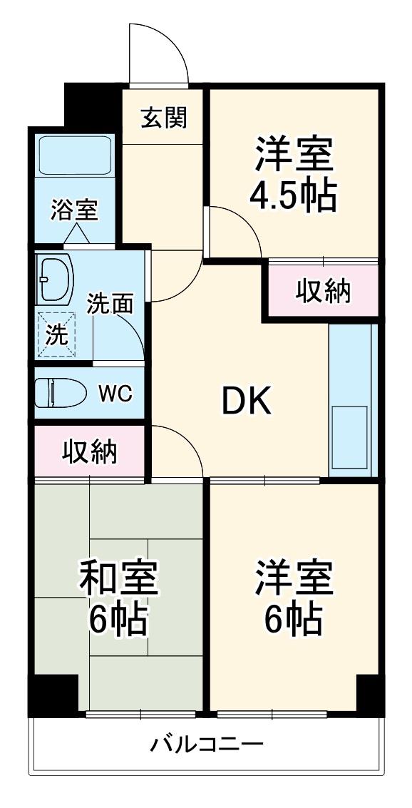新田第6中島ハイツ(3DK/2階)の間取り写真