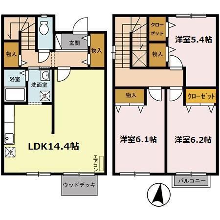 プランドール　Ｄ(3LDK)の間取り写真