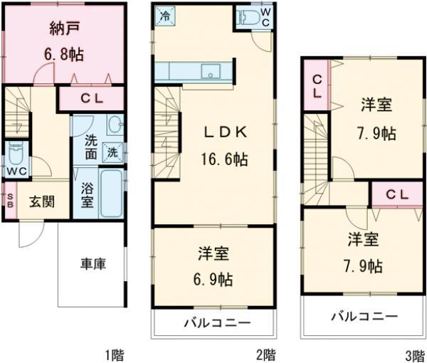 総武・中央緩行線 新小岩駅 徒歩14分 3階建 築13年(3SLDK)の間取り写真