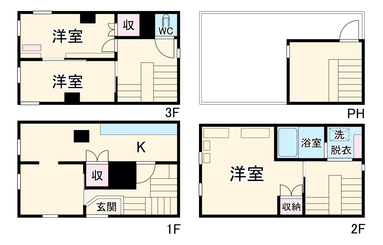 近鉄名古屋線 烏森駅 徒歩9分 3階建 築37年(3LDK)の間取り写真