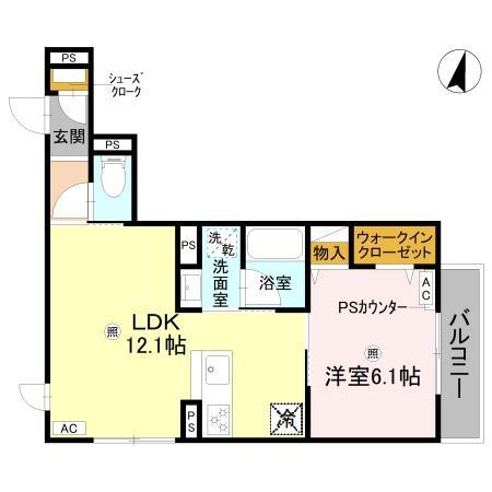 D-RESIDENCE蛍池東町(1LDK/1階)の間取り写真