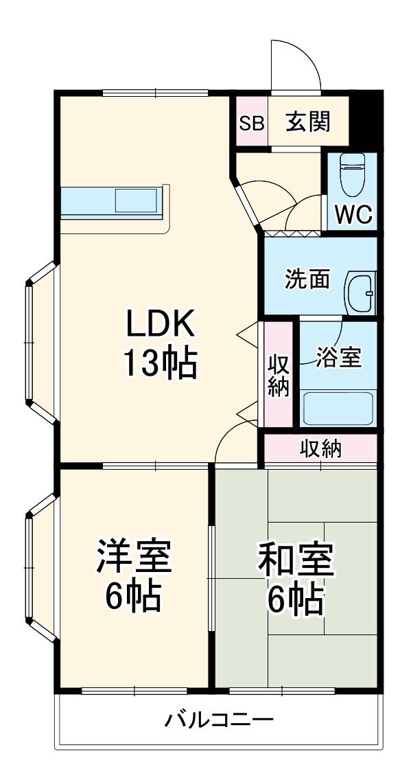 リバーサイド参番館(2LDK/3階)の間取り写真