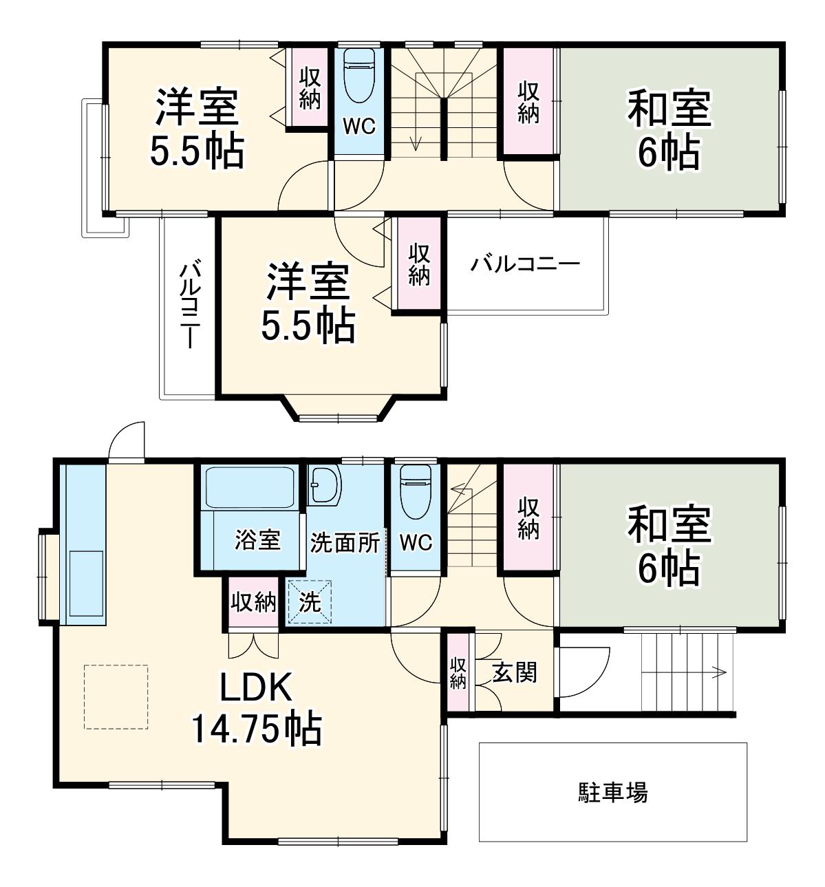 総武本線 物井駅 徒歩17分 2階建 築29年(4LDK)の間取り写真