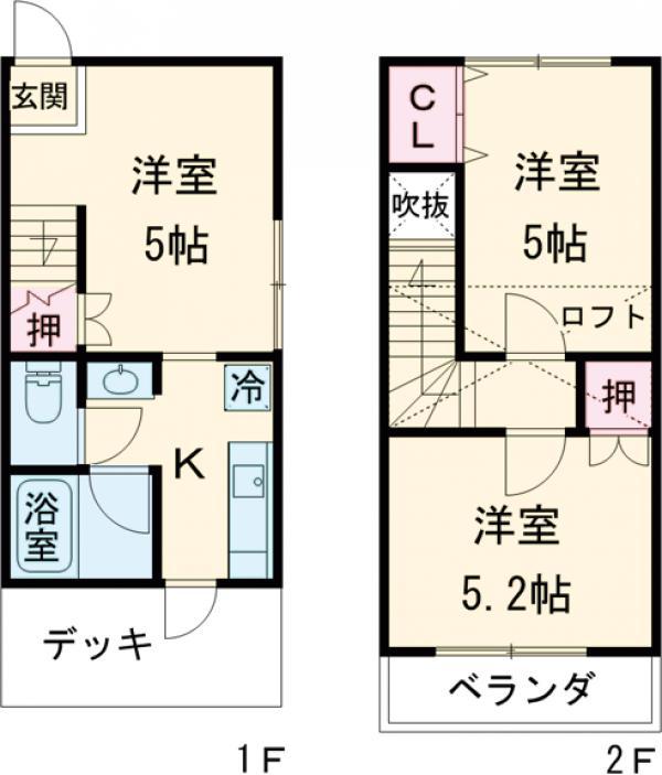 コスモシティ大智(3K/1階)の間取り写真