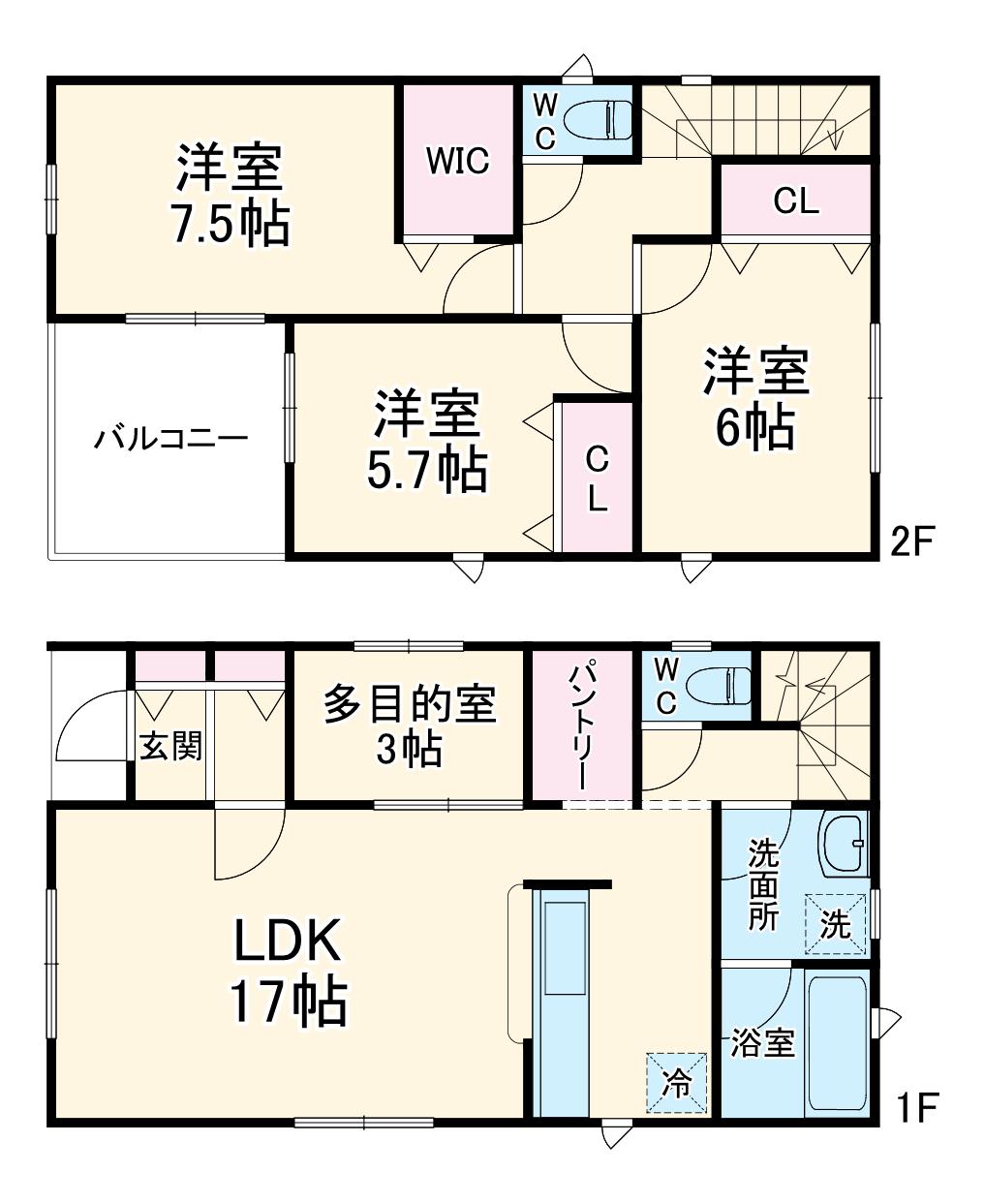 相模線 社家駅 徒歩8分 2階建 築1年(3SLDK)の間取り写真