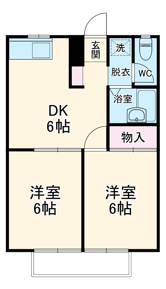 パレスエクセレント(2DK/1階)の間取り写真
