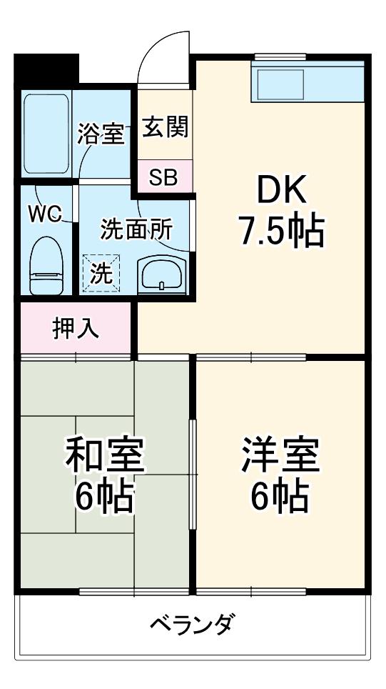 プルミエール(2DK/1階)の間取り写真
