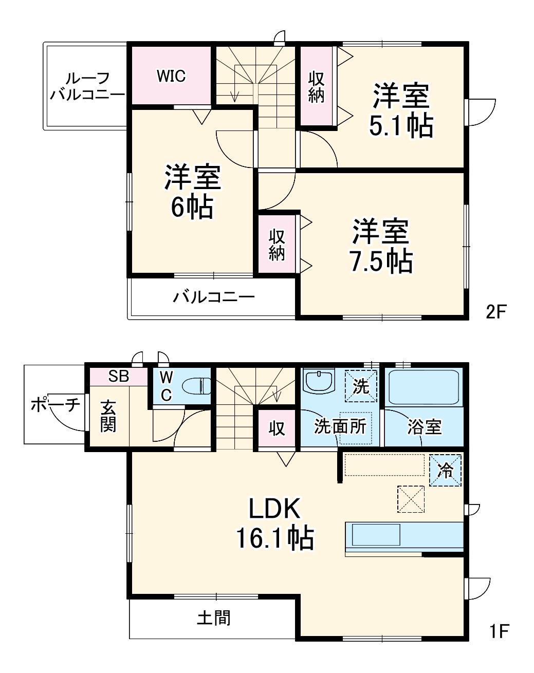 埼京線 与野本町駅 徒歩22分 2階建 築8年(3LDK)の間取り写真
