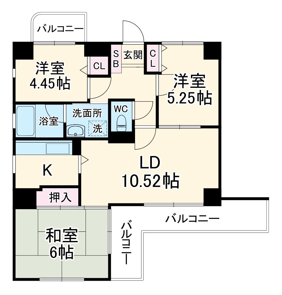 サンフォーレ松戸(3LDK/4階)の間取り写真