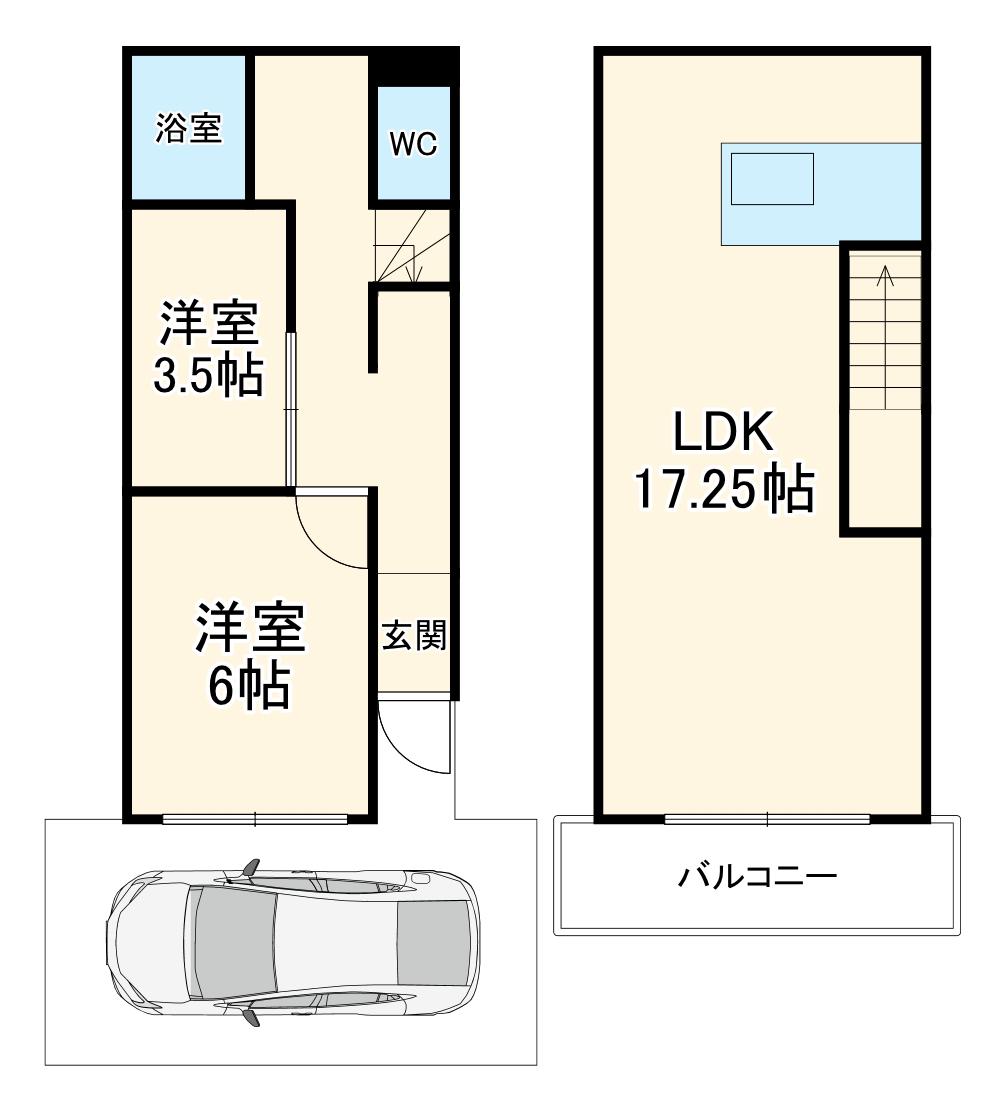 東葉高速鉄道 八千代中央駅 徒歩24分 2階建 築49年(2LDK)の間取り写真