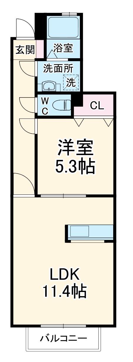 アヴィオン(1LDK/2階)の間取り写真