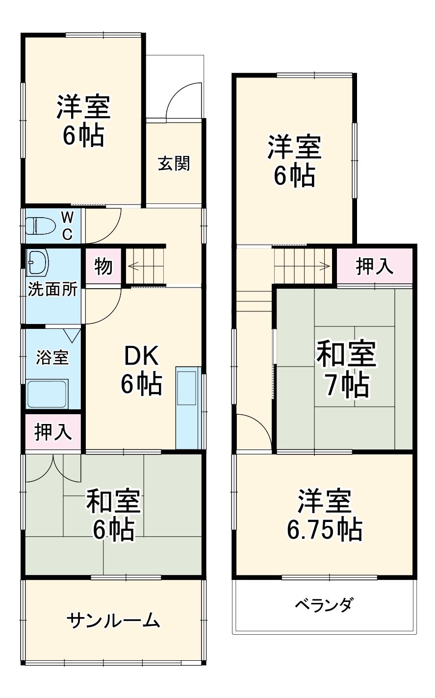 名鉄小牧線 羽黒駅(愛知) 徒歩5分 2階建 築46年(5DK)の間取り写真