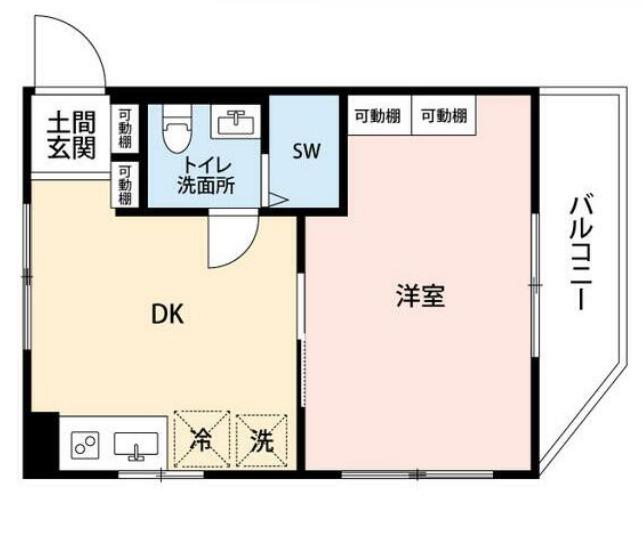 パークハイツ駒場(1DK/4階)の間取り写真