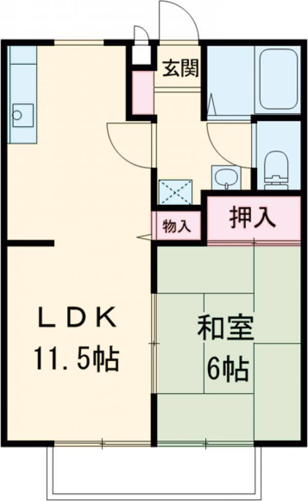 サンハイツサヤマ(1LDK/2階)の間取り写真