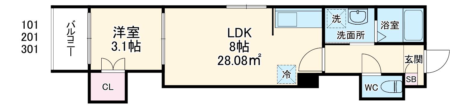 CIEL TERRACE(1LDK/3階)の間取り写真
