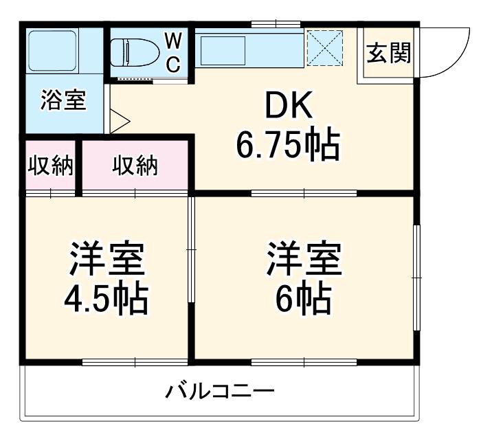 鈴木ハイツ(2DK/1階)の間取り写真