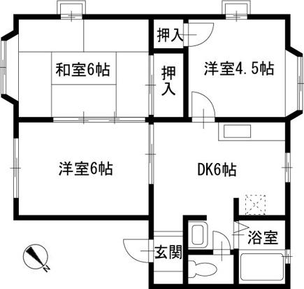 テラスハイムB棟(3DK/2階)の間取り写真