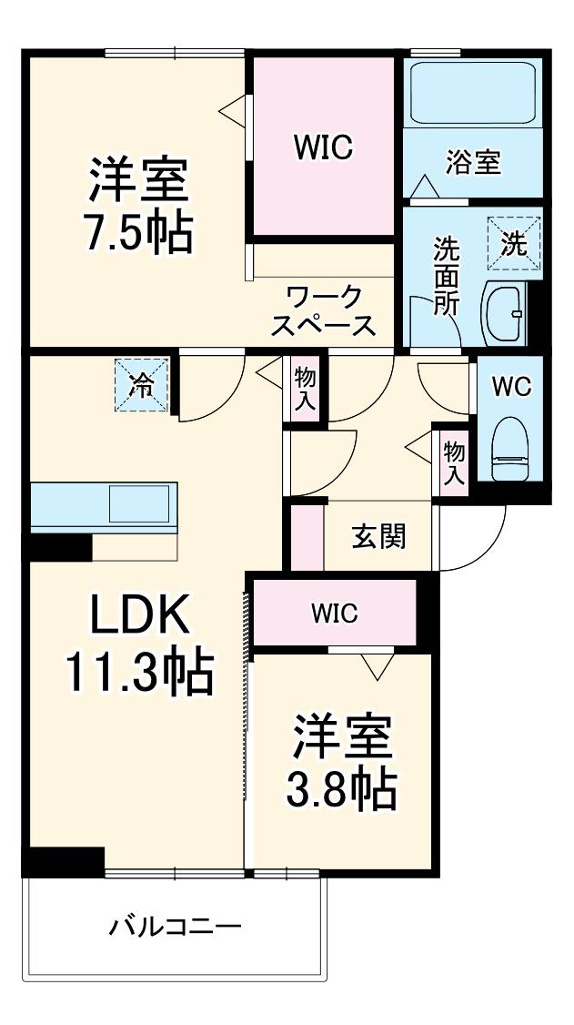 カーサデルリーゾ(2LDK/1階)の間取り写真