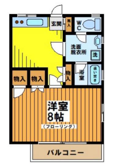 シャトル浜田山Ⅱ(1DK/1階)の間取り写真
