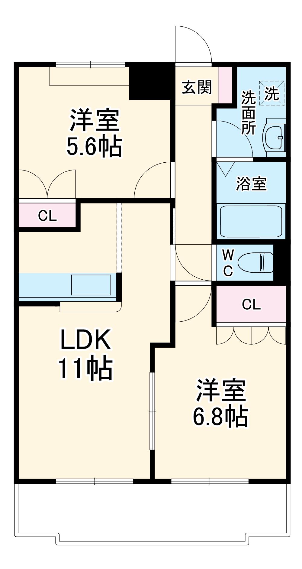 COMFORCE KOBE B(2LDK/1階)の間取り写真
