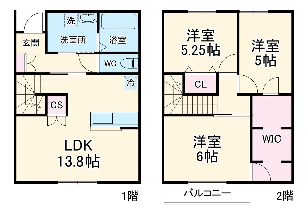 三重県桑名市森忠 木造アパート(3LDK/1階)の間取り写真