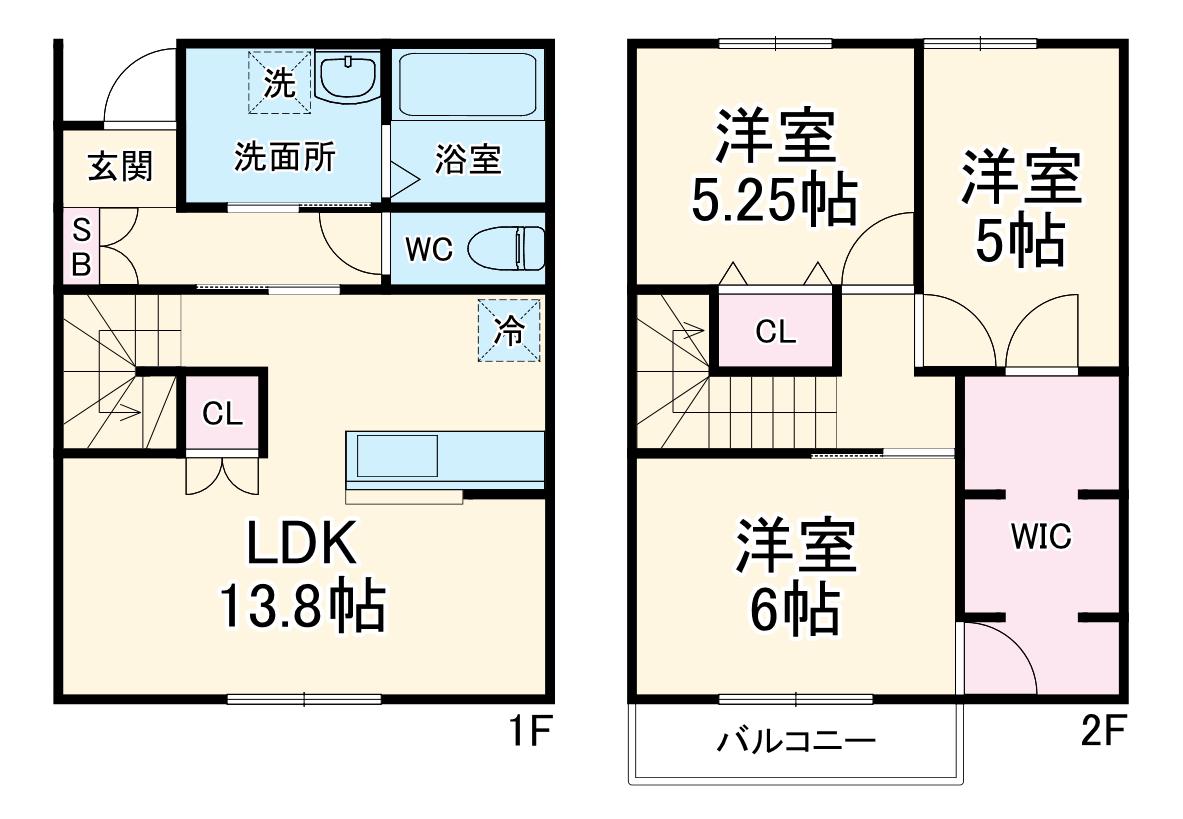 三重県桑名市森忠 木造アパート(3LDK/1階)の間取り写真