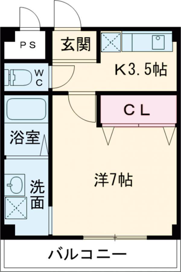 シャルト藤原(1K/2階)の間取り写真