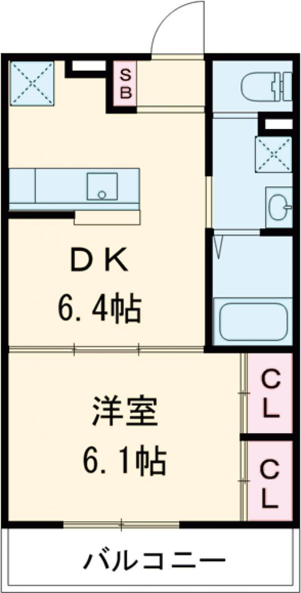 ハルナス(1DK/2階)の間取り写真