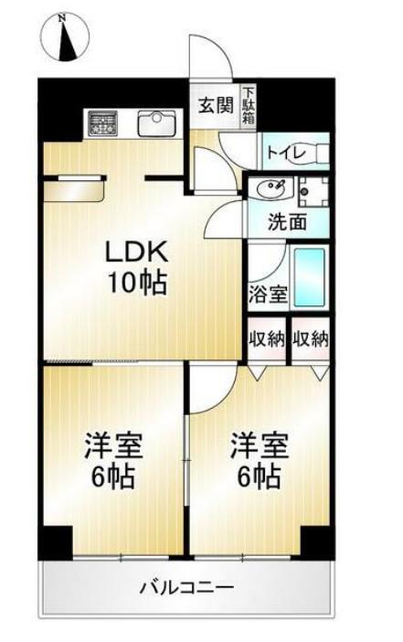 サンパレス武蔵野(2LDK/3階)の間取り写真