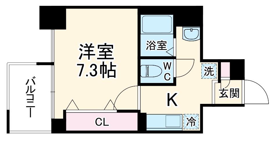 アスヴェル京都市役所前(1K/2階)の間取り写真
