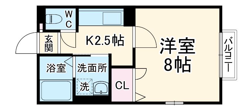 ベルヴィル3(1K/1階)の間取り写真